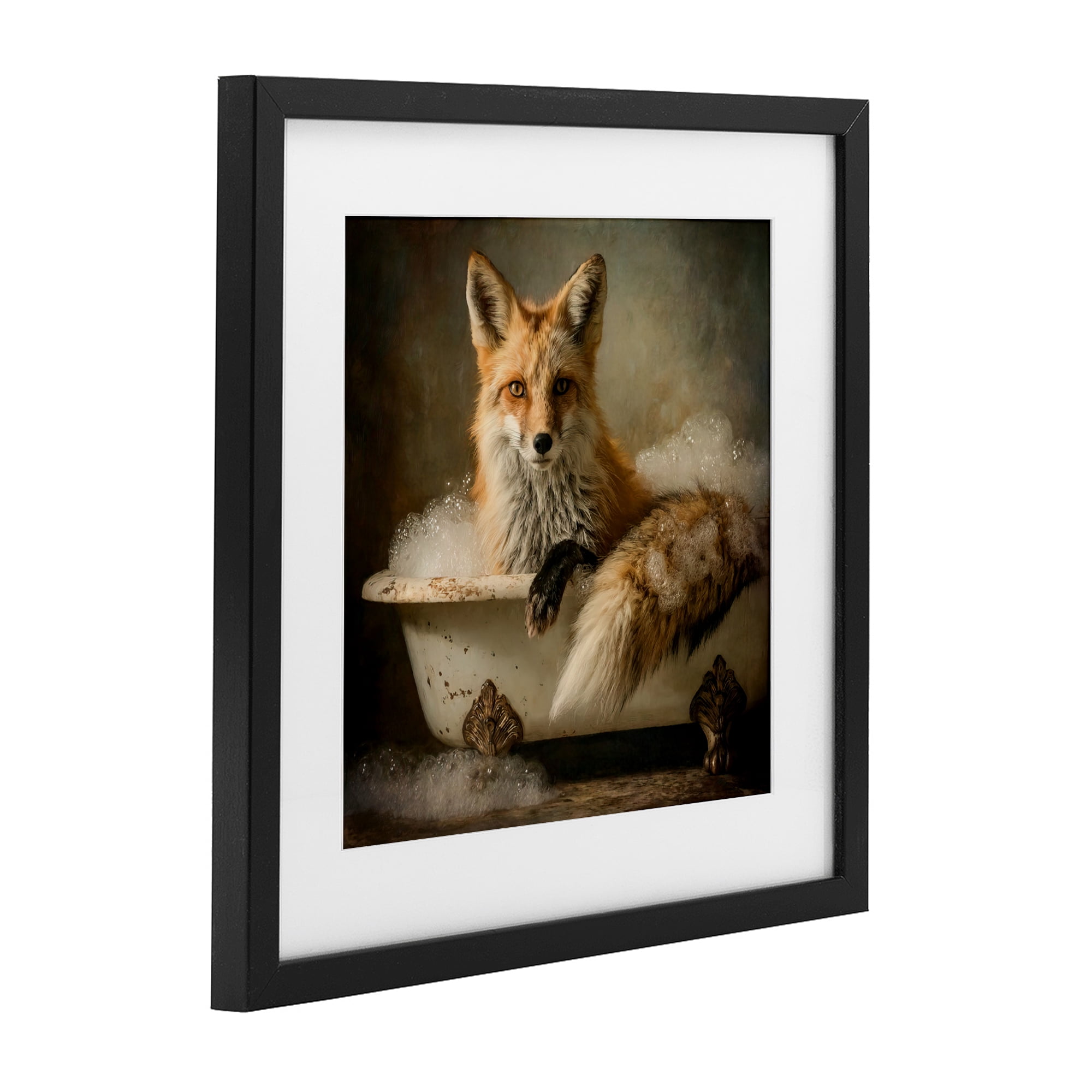 Stupell Industries Red Fox Bubble Bath Black Framed Print Under Glass, design by Tina LeCour
