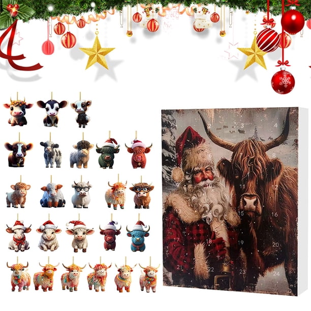 Calendario Cuenta Atrás Navidad Calendarios Adviento 2024 Adornos Vaca Adorno Decorativo Ganado Del