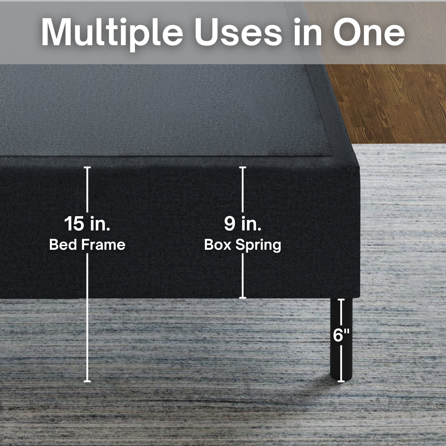 Boyd Sleep Omni Two-In-One King Size Metal Box Spring Foundation and Bed Frame with Headboard Brackets and Legs