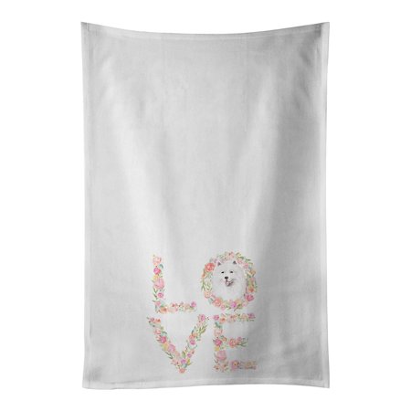 

Samoyed #2 LOVE White Kitchen Towel Set of 2 19 in x 28 in