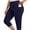 B1-Navy Blue, variant on Women's Plus Size High Waisted Capri Yoga Leggings with Pockets, Gray 2X Tummy Control Cropped Workout Pants for Gym & Running