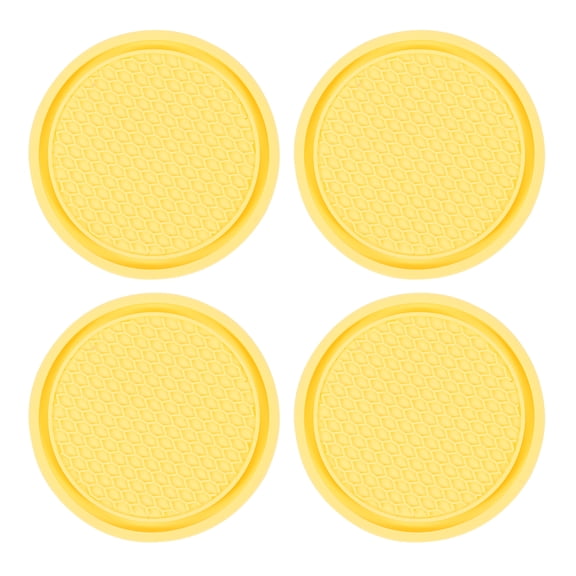 4Pcs Car Cup Coasters Universal Car Cup Mats Non-Slip Cup Holder Insert Coasters Car Interior Accessories, Yellow