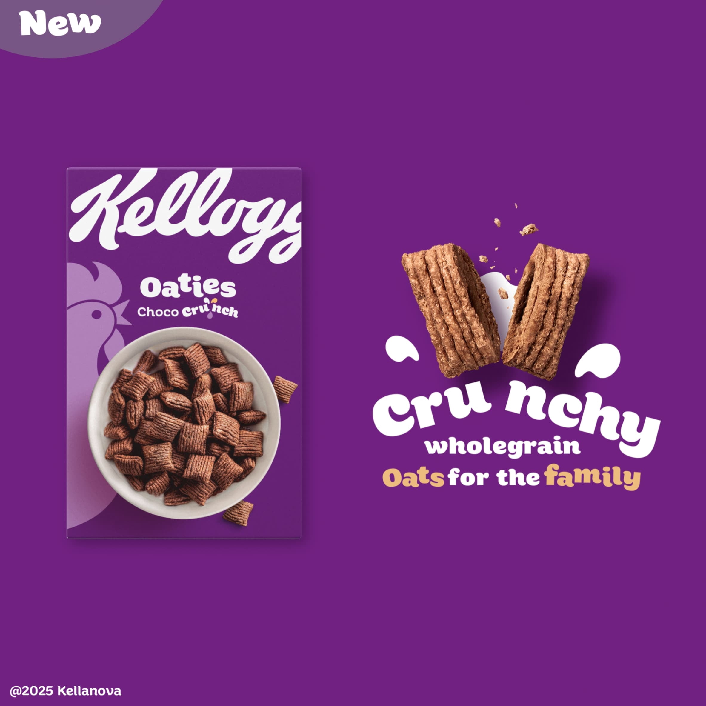 Kellogg's Oaties Chocolate Breakfast Cereal 500g, Imported from Britain