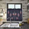 thumbnail image 4 of Yayeee Kitchen Curtains Tier Pair Light Filtering 27"x24" Rod Pocket Short Cafe Window Panel, Red and White Fireworks Pattern, 4 of 7