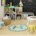 thumbnail image 5 of Eric Carle "The Very Hungry Caterpillar" Elementary 123 Count with Me Kids Machine Washable Area Rug, Blue/White, 35" Round, 5 of 10