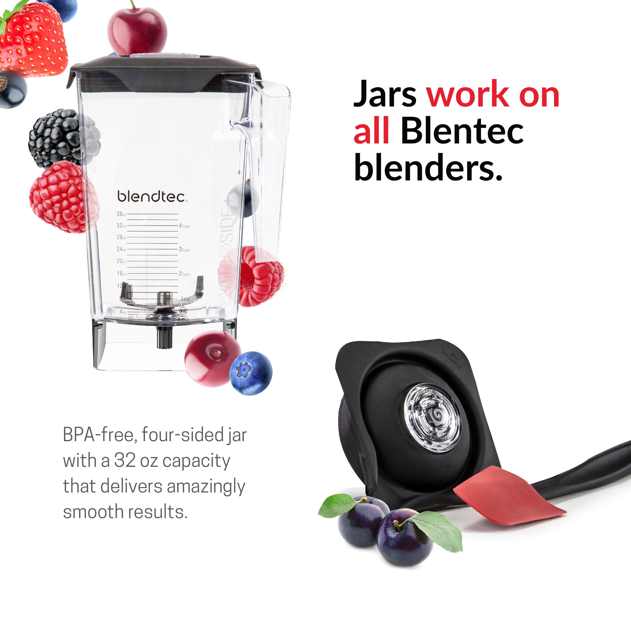 Blendtec Total Classic Original Blender, 90 oz WildSide+ Jar, 24 oz Twister Jar, and Spectacula Spatula - Red