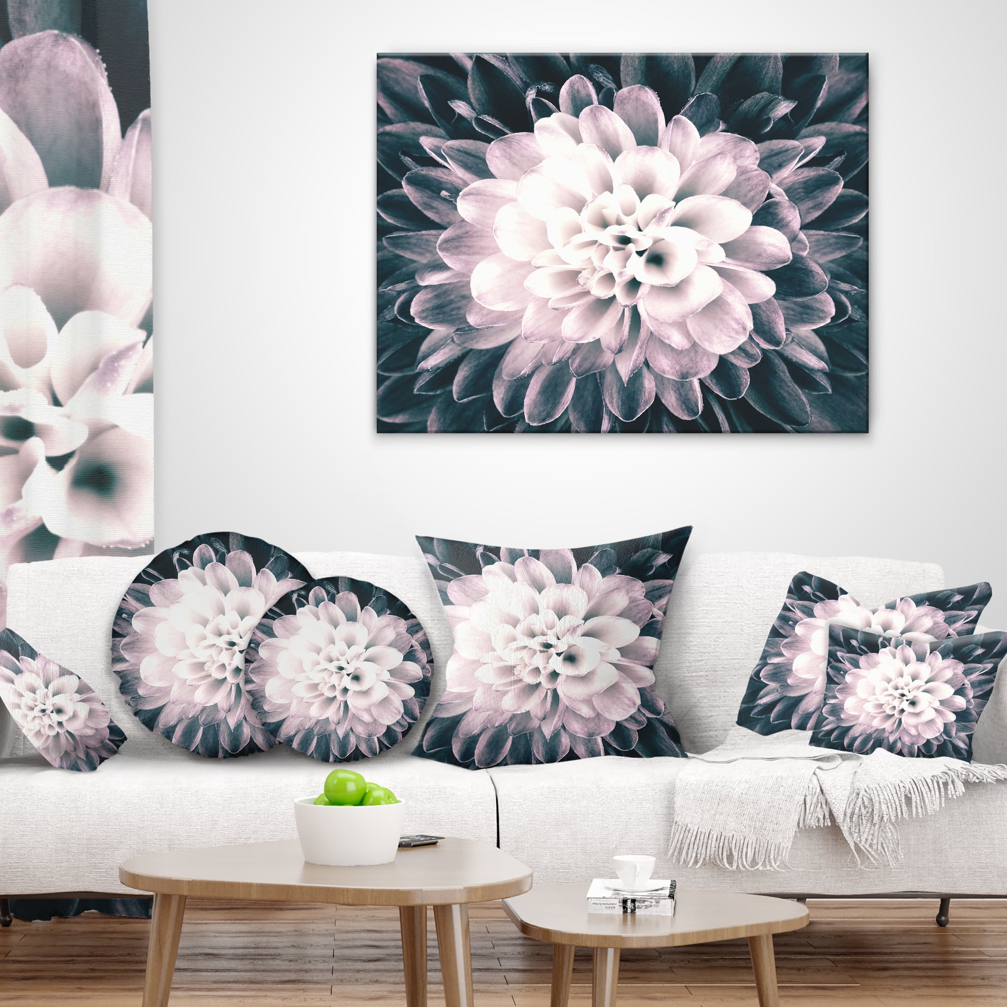 Designart Macro Chrysanthemum Flower - Flowers Throw Pillowwork - 12x20