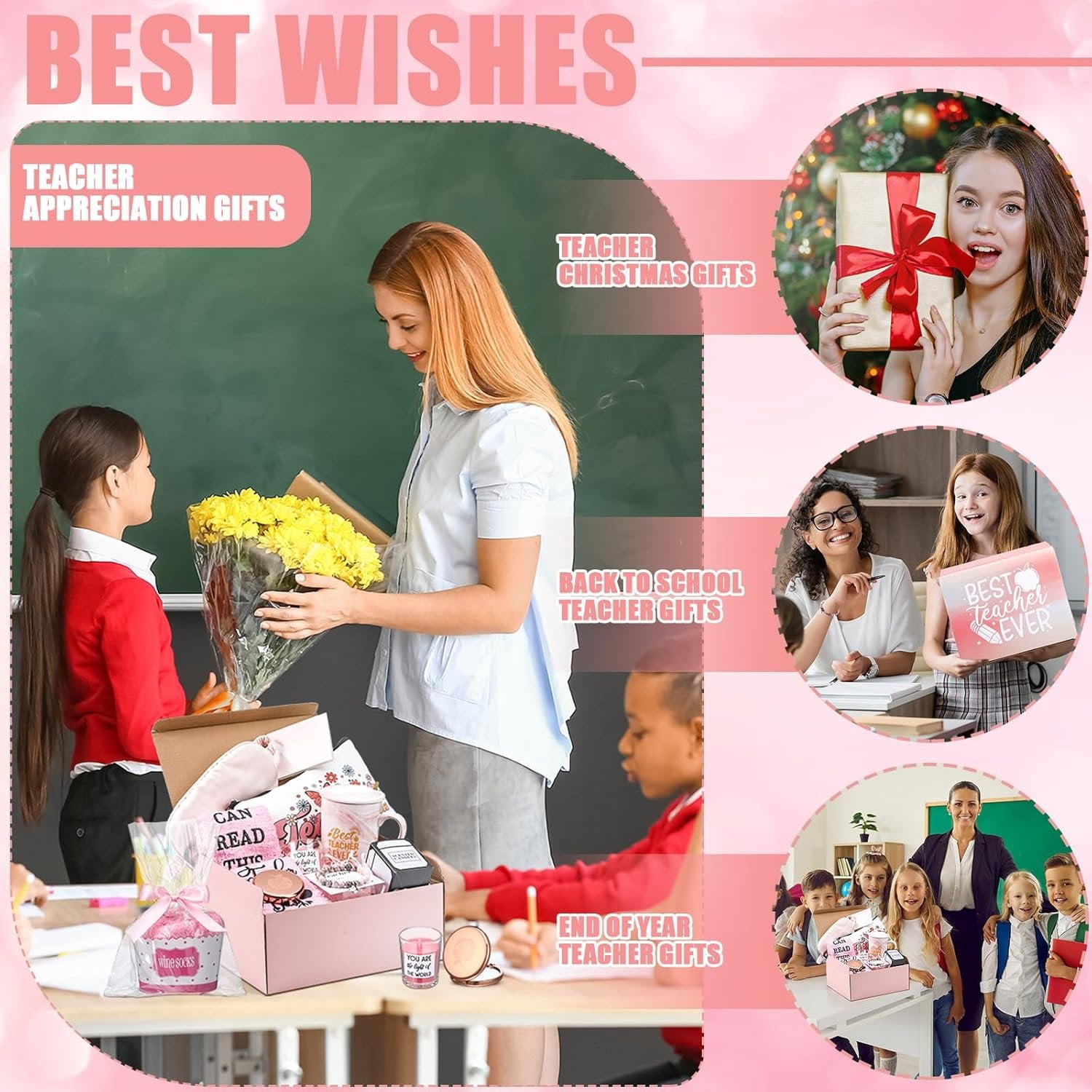 9 count Thank You Teacher Appreciation Gifts Set Ideas  School  Teacher Present Basket Box Farewell Appreciation Birthday Present from Students for  to School Graduation()