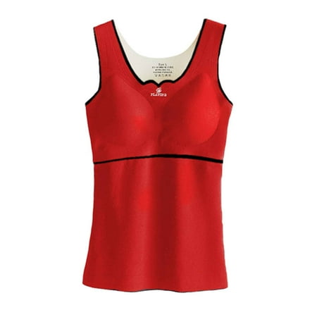

WGOUP Women s Velvet Fast Warming Thermal Vest Bra With Chest Pad V-Neck Underwear Camisole Red(Buy 2 Get 1 Free)