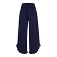 thumbnail image 4 of GILIGEGE Wide Leg Linen Pants Woman Flowy Trousers Business Casual Outfits Lounge Pants for Women Work Business Trousers Solid Color Slacks Palazzo Trousers Cotton Gauze Pants for Women Navy L, 4 of 9