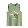 thumbnail image 2 of Usmixi Tank Top for Women Baseball Graphics Round Neck Sleeveless T Shirts Breathable Loose Fit Athletic Workout Vest Blouses Green M Clearance Clothes, 2 of 4