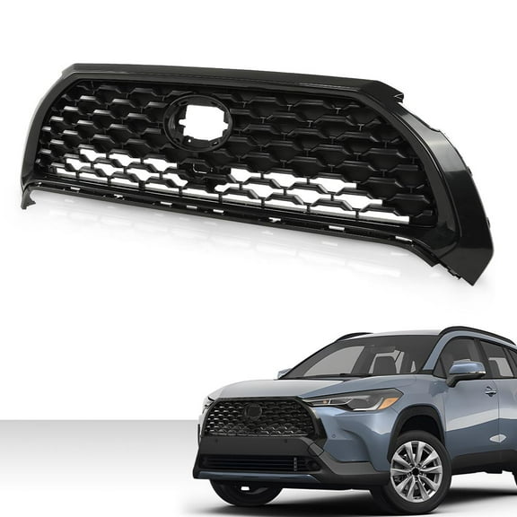 PIT66 Front Upper Bumper Hood Grille Mesh Grill Black Fit for Toyota Corolla 2022 2023 / Fit for Low-equipped Models without Camera 531000A130