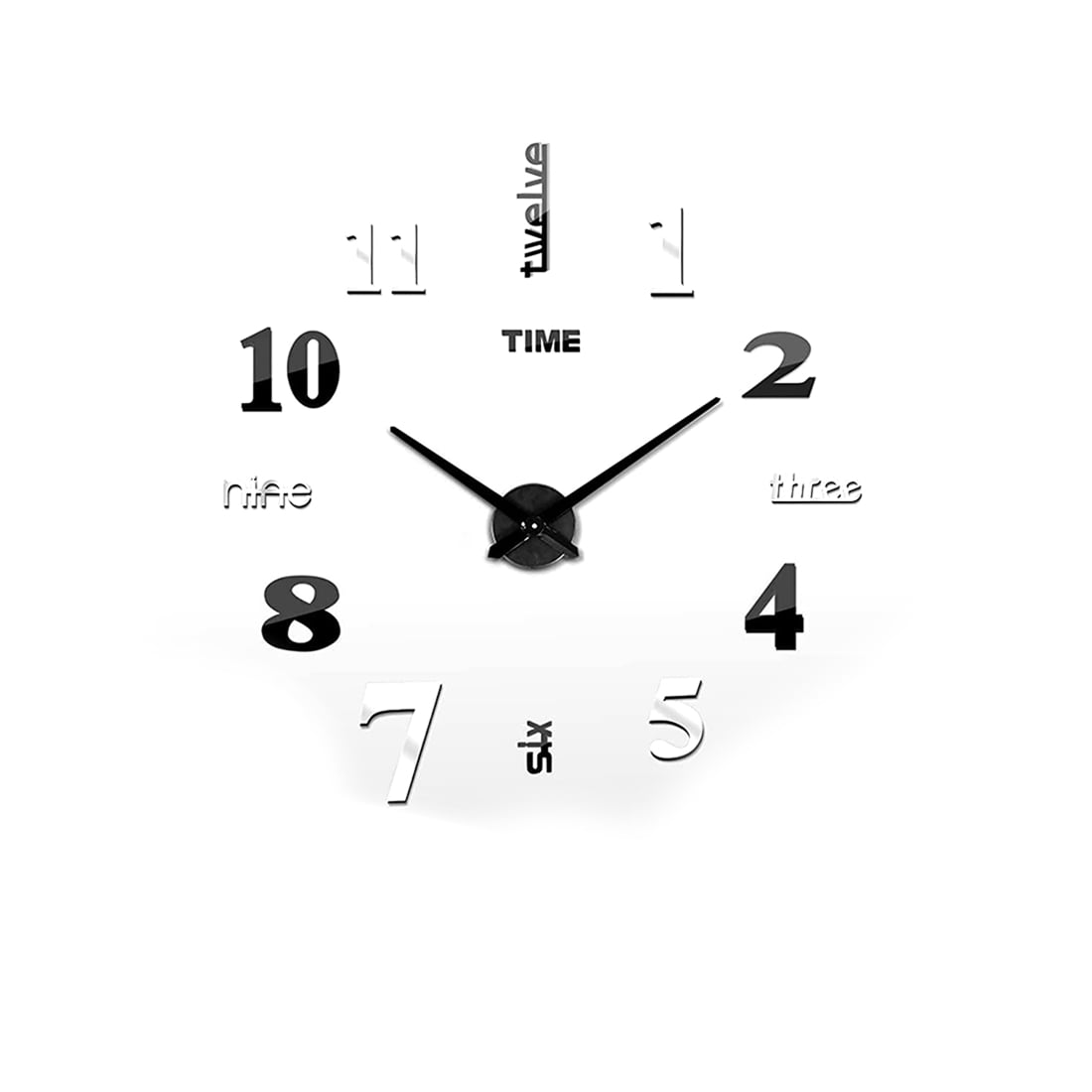 Large 3D Frameless Wall Clock 47 Inch, Modern Silent DIY Wall Clock for