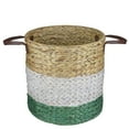 thumbnail image 3 of Northlight Braided Wicker Basket with Handles - 16" - Beige, White and Teal, 3 of 5