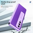 thumbnail image 6 of ELEHOLD for Samsung Galaxy Z Fold 3 Rugged Case, Hard PC＋Soft TPU Screen Protector Invisible Kickstand Hidden Bracket Anti-Scratch Shookproof Folding Case for ZFold 3 2021 7.6 inch, Purple, 6 of 6