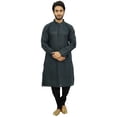 thumbnail image 7 of Atasi Men's Party Wear Linen Kurta Pyjama Set Gray Ethnic Shirt-Small, 7 of 7