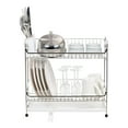 thumbnail image 3 of IRIS 2 Tier Slim-sized Dish Rack with Drain Spout, Dish drying rack, dish drainer, White, 3 of 10
