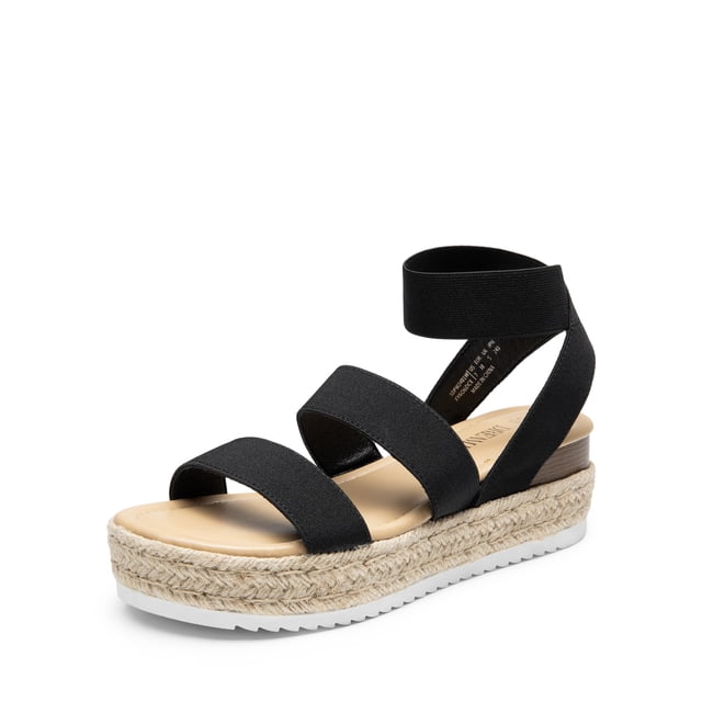Sandalia DREAM PAIRS Alpargata Plataforma Cuña Negra Talle 9