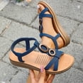 thumbnail image 6 of Eltusu Women's Flat Sandals, Ankle Strap Casual No Slip Open Toe Summer Shoes Blue Size 6, 6 of 9