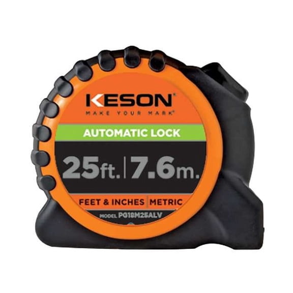 Keson Metric and SAE Tape Measure, Auto Lock PG18M25ALV