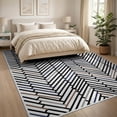 thumbnail image 3 of ODIKA 8'x10' Washable Area Rug Striped Door Zigzag Doormat Featuring Bold Monochrome Stripe for King Size Bedroom Under Bed, Master Suite, Non-Shedding, Easy Care, 3 of 7