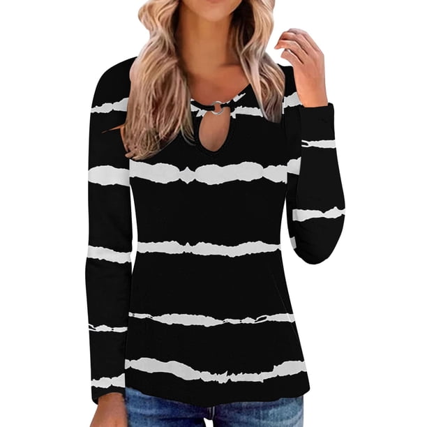 Camisetas informales con estampado de flores para mujer, blusas de manga larga con cuello redondo, Tops de otoño para mujer Pompotops FGAJ11485