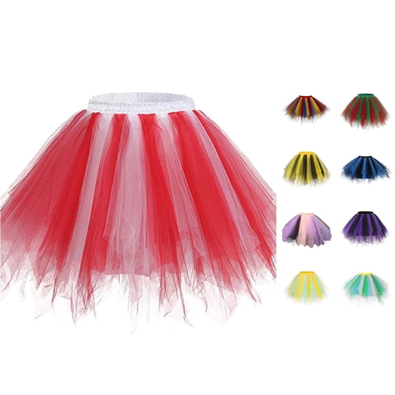 QTSHPN Ballet Skirt Baby Girls Soft Tutu Toddler Party Carnival Mesh Colorful Fashion Girl's Skirts Red 6-10 Years