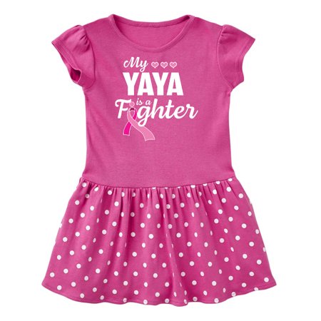 

Inktastic Breast Cancer Awareness My Yaya is a Fighter Gift Baby Girl Dress