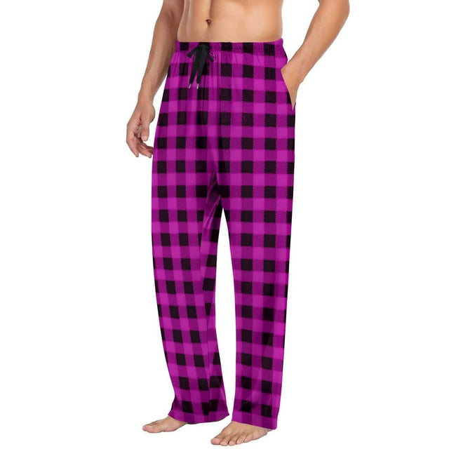Besolor Mens Plaid Pajama Pants Soft Drawstring Elastic Waist Straight Leg Sleep Lounge Pj Bottoms with Pockets