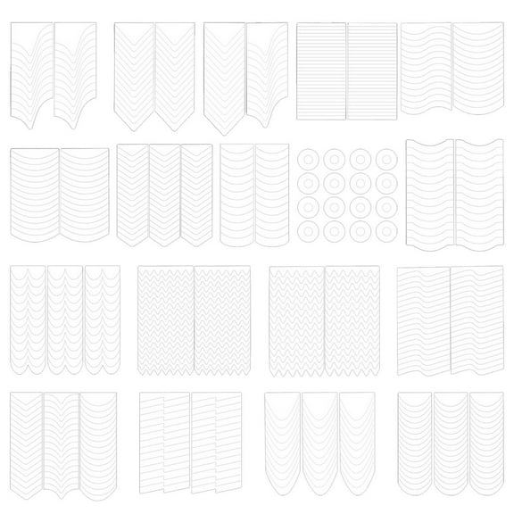 Tkrady 18 Designs Nail Art Stencils French Tip Guides Stickers Form Fringe Guides , 18 Sheets
