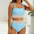 thumbnail image 2 of EHRWE Bikinis For Women High Waisted Bandeau Bikini Set Female Strapless Two Piece Swimsuits Ribbed Longline Full Coverage Bathing Suits Swimwear Swim Suit 2025, 2 of 5