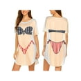 thumbnail image 2 of Springcmy Women's Bikini Shirt Cover Up Short Sleeve Cute 3D Bikini Print Swimwear Cover-Up Baggy T Shirt Dress Fun Wear Star Stripe XL, 2 of 6