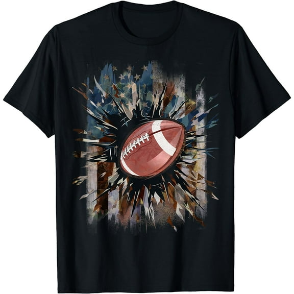 Patriotic Football 4th of July Men USA American Flag Boys T-Shirt