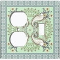 thumbnail image 4 of Metal Light Switch Plate Cover Green Floral Mandala Paisley Circular Tile Pattern TIL087, 4 of 13