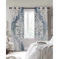 thumbnail image 3 of Vintage White Beige Floral Blackout Curtains 45 Inches Long for Bedroom, Abstract Art Flower Thermal Insulated Room Darkening Black Out Window Curtain Panels Grommet Drapes for Living Room, 3 of 8