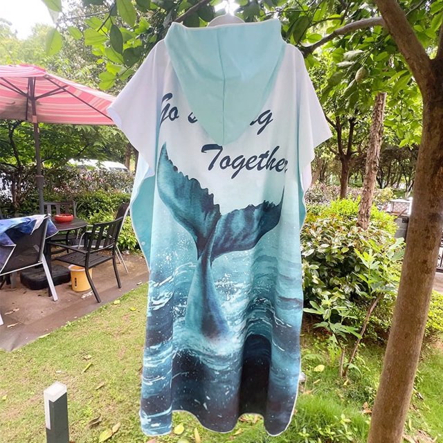 Albornoz de playa con capucha, toalla de baño, poncho, cremallera de felpa de doble cara, albornoz para cambiarse de surf