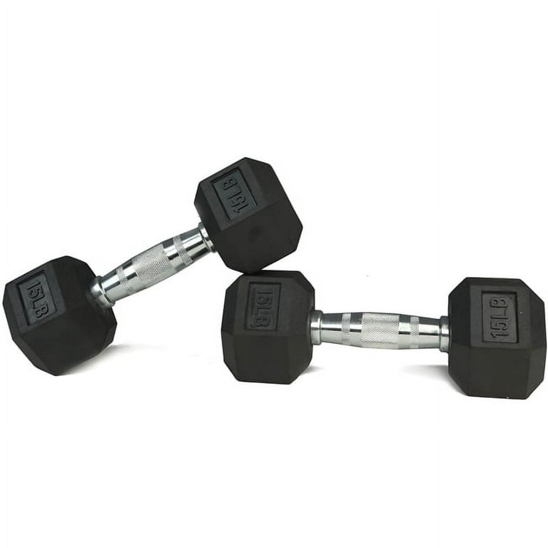 Titan Fitness 15 LB Pair Free Weights Black Rubber Coated Hex