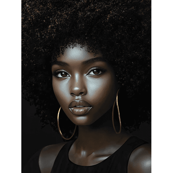 Black Woman Portrait Canvas Wall Art, Suitable for Bedroom, Living Room, Office, Gallery Wall, and Bathroom Decor.