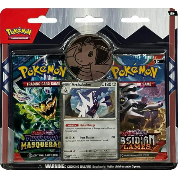Pokemon TCG Trading Card Game 2 Booster Packs with Archaludon Promo Card and Coin, Obsidian Flames and Twighlight Masquerade
