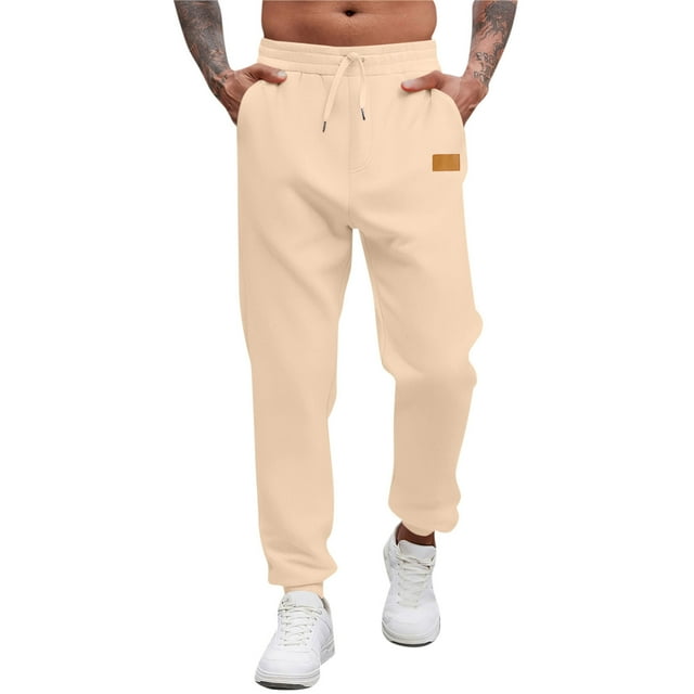 Ceisia Men's Gift Solid Color Athletic Casual Joggers Adjustable Drawstring Waist Slim Fit Full Length Sports Pants