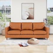 85 Leather Couch for Living Room, Modern Sofa Couches with Padded Backrest, Upholstered Sofa with Armrests and Comfy Cushions, Deep Seat Sofas for Living Room, Bedroom, Office
