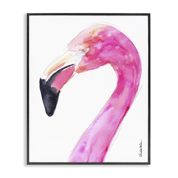 Stupell Industries Tropical Simple Flamingo Bird Black Framed Giclee Art, 11 x 14, by Kendra Shedenhelm