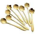 thumbnail image 1 of Juego de cucharas de flores de 8 piezas, cucharas de té reutilizables de acero inoxidable Cuchara agitadora Cuchara de café Cuchara mezcladora Vajilla para fiesta de té Longitud: 4.9 pulgadas Oro Jormftte HMHZ1068-1, 1 of 7