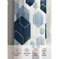 thumbnail image 3 of Navy Blue Geometric Sheer Curtains 45 Inch Length 2 Panels Set, Semi Transparent Voile Rod Pocket Curtains for Living Dining Room Bedroom Drapes Gold White Hexagon Modern, 3 of 6