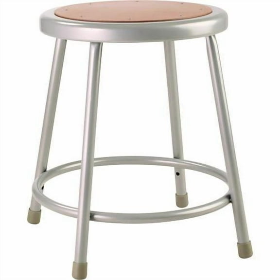 6200 Series Heavy Duty Steel Stool, Backless, Supports Up to 500 lb, 18" Seat Height, Brown Seat, Gr | Bundle of 2