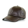 thumbnail image 3 of PU Leather Baseball Cap Men Solid Faux Leather Cap Autumn Winter Men's Baseball Hat Trucker Cap ,Unique Design, 3 of 7