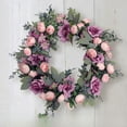 thumbnail image 1 of Corona de imitación de estilo nórdico, corona de flores falsas para decoración del hogar, sala de estar, techo, planta verde, enredadera de flores falsas para boda, 1 of 5