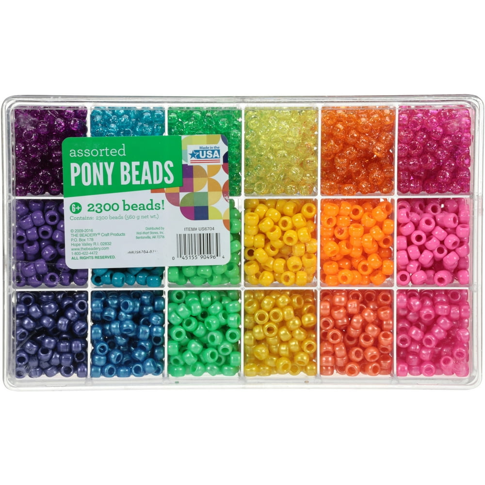 The Beadery Craft Products Rainbow Assorted Plastic Pony Beads 2300 Ct