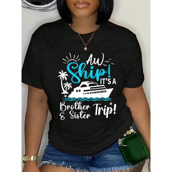 Brother Sister Cruise Trip Funny Cruising Vacation Matching T-Shirt