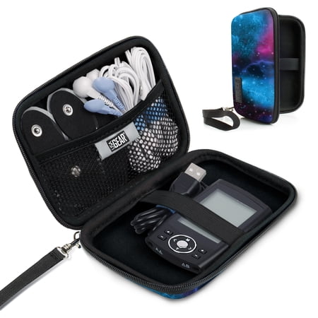USA GEAR Small Nylon Travel Case for TENS Unit Muscle Stimulator, Scratch Resistant Interior, Galaxy